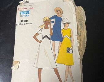 Patron De Couture Vintage Vogue 1969 – Robe B36 (1154) Par Molyneux – Taille 36 – Pièces Non Découpées – Neuf
