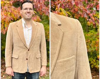 Vintage men's corduroy blazer with suede elbow patches 42-44R