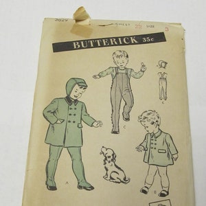 1940s Butterick 3629, child&#39;s overalls and coat with hood, size 3, chest 22