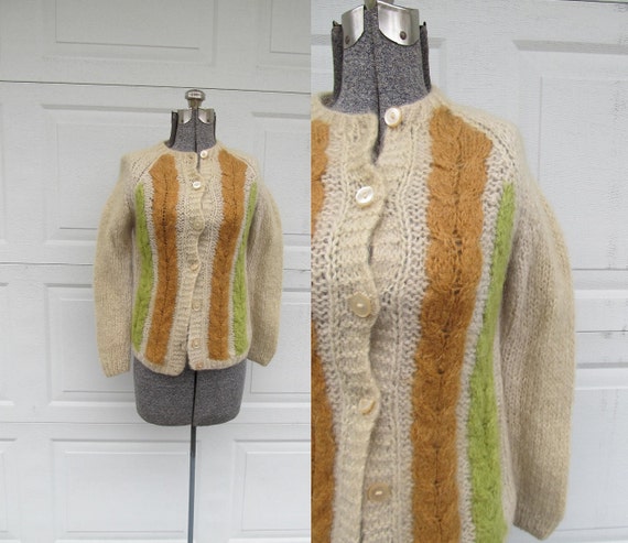 1960s vintage women's sweater, mohair & wool blend