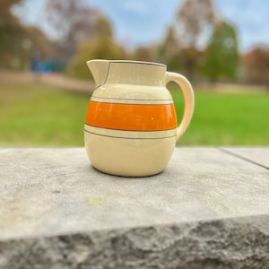 Vintage 1920s Roseville Creamware Utility Ware Pottery Orange Stripe