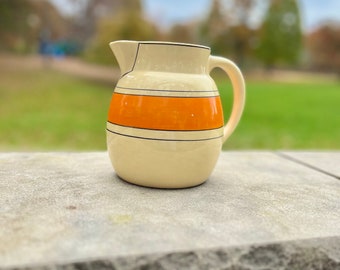 Vintage 1920s Roseville Creamware Utility Ware Pottery Orange Stripe