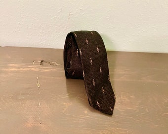 Mens vintage tie, black and gold, skinny tie, made men tie, midcentury tie, teardrop design