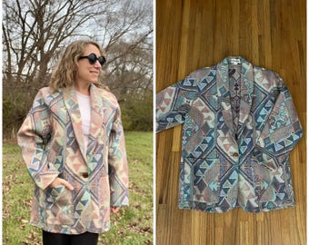 Vintage women's southwestern style blazer, oversized blazer, M