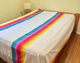Vintage Rainbow full flat sheet, light fading (1)