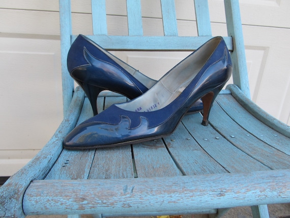 1970s rockabilly blue flame shoes, sz 8 AAA - image 1