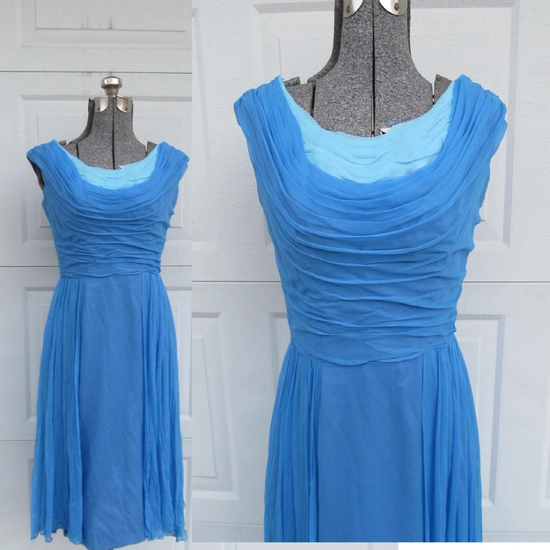 1950s Blue Chiffon Dress Prom Dress Two Tone Blue Dress XS - Etsy