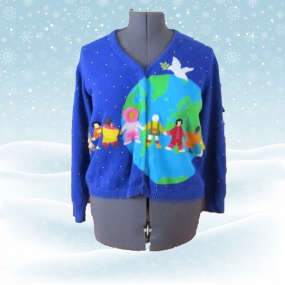 Vintage Christmas sweater, Peace on Earth, vintage