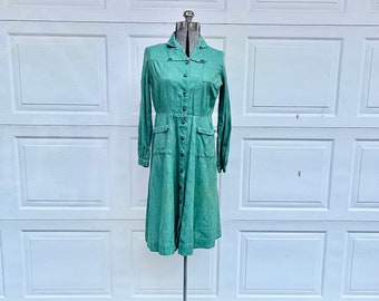 1960s Girl Scout uniform dress with badges long sleeve dress XS