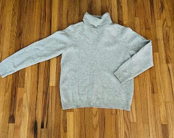 Jersey de cuello alto de lana gris de los años 70, talla S/M