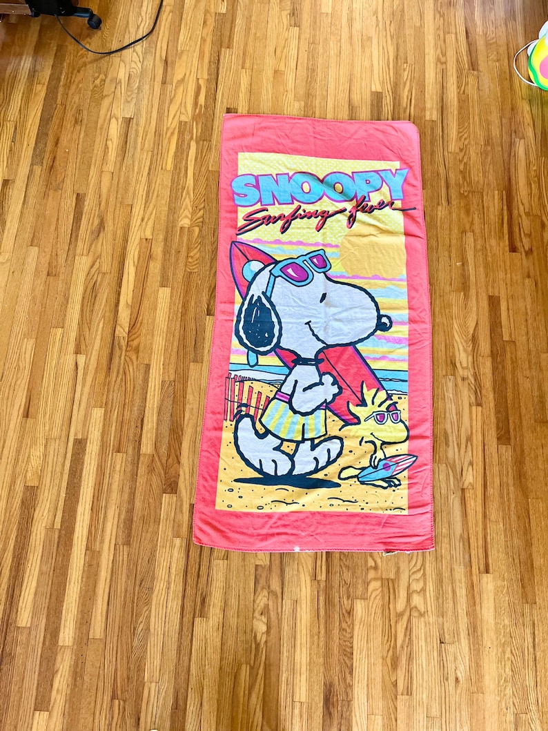 Vintage Snoopy Towel, Woodstock, Surfing Beach Towel Etsy