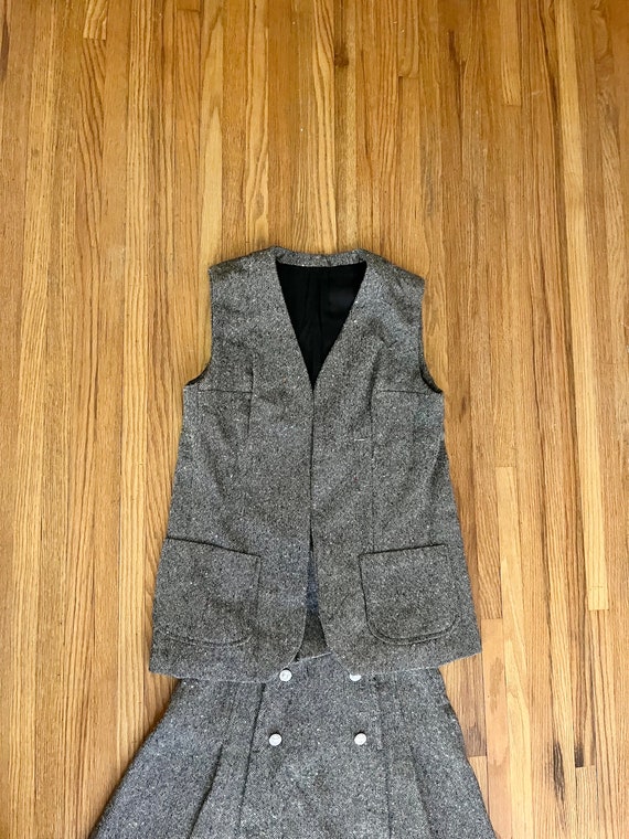 1960s vintage handmade flecked wool tweed vest an… - image 2