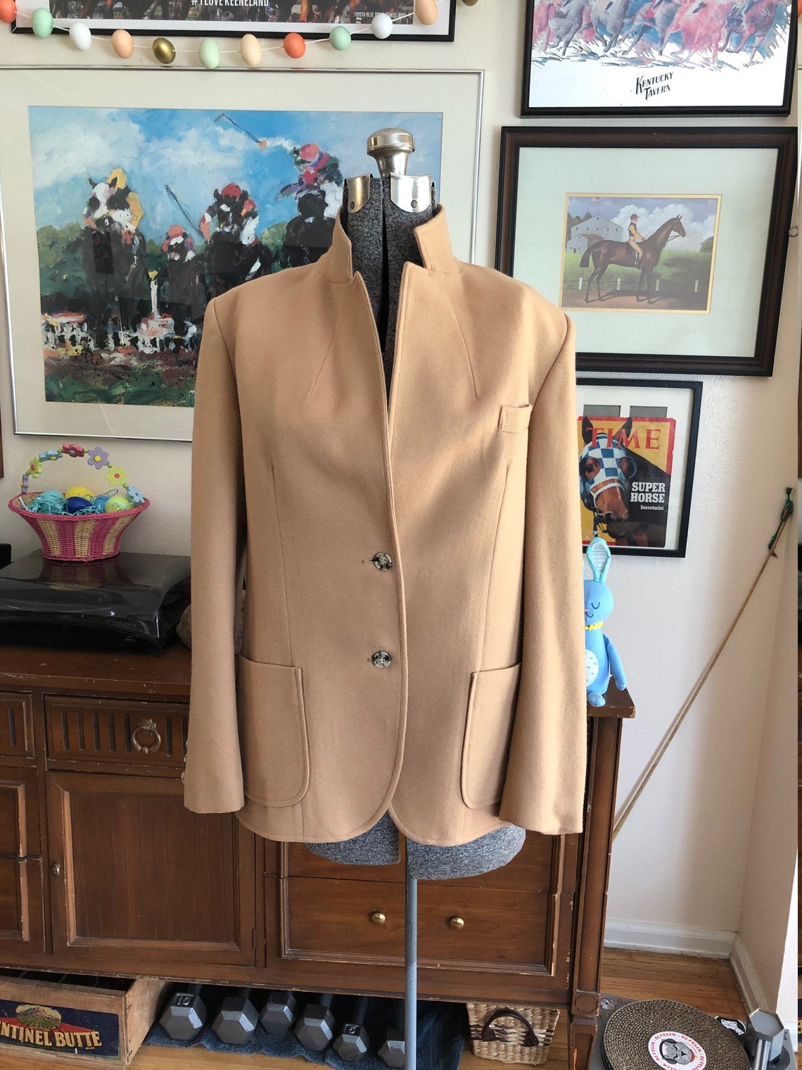 1970s womens vintage lightweight blazer, light academia, S, foto 2 di 5