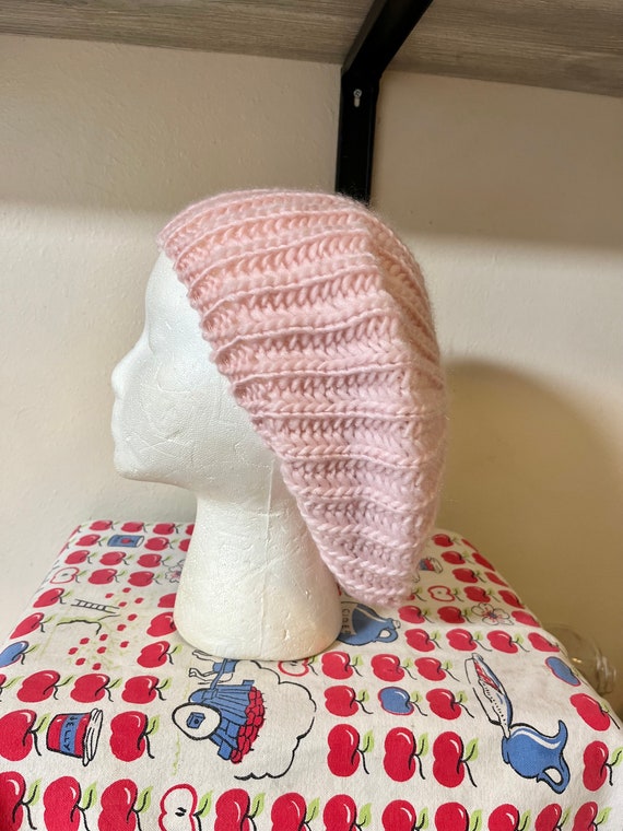 Vintage soft knit slouchy pink beanie