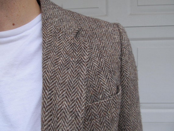 1970s Men's Tan and brown Harris Tweed blazer, vi… - image 2