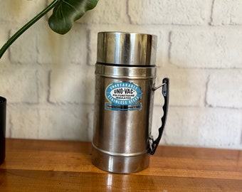 Vintage Uno Vac wide steel vacuum thermos
