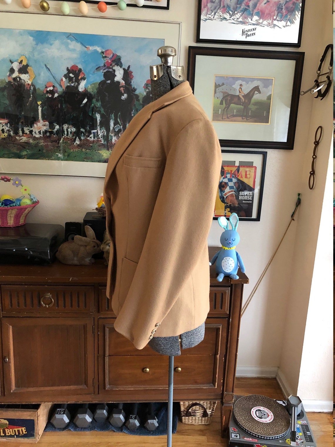 1970s womens vintage lightweight blazer, light academia, S, foto 4 di 5