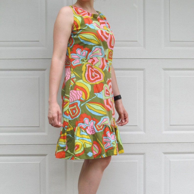 1960s Lily Pultizer-esque psychedelic women's shift dress, small, medium image 2