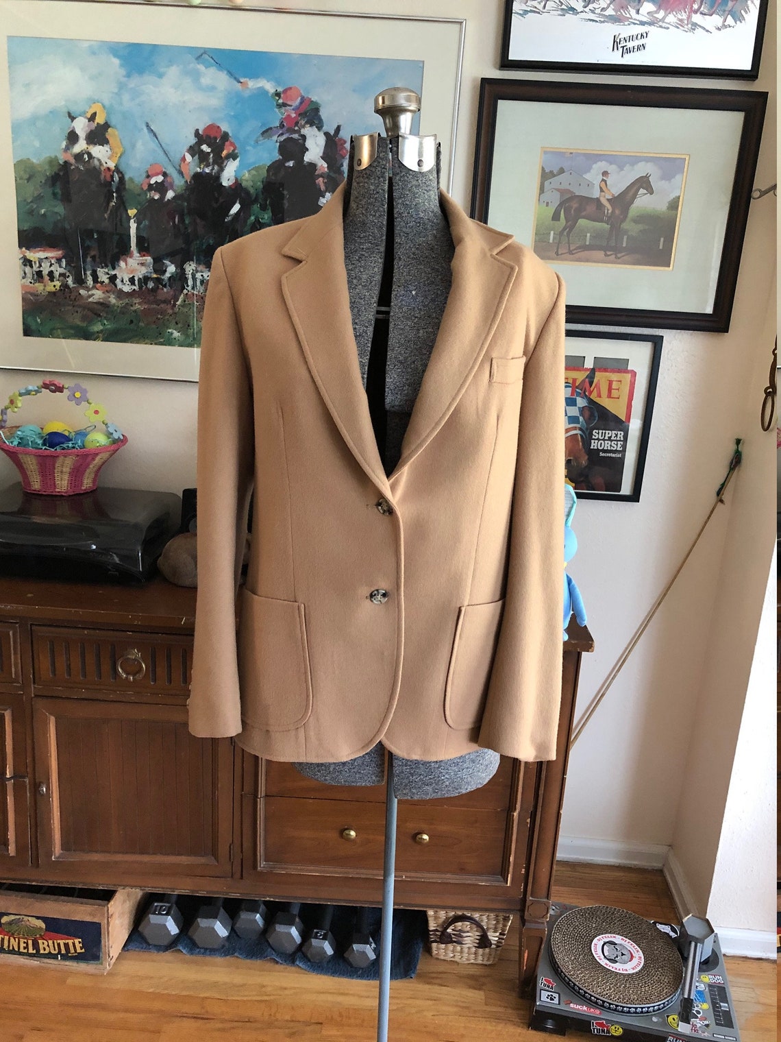 1970s womens vintage lightweight blazer, light academia, S, foto 3 di 5