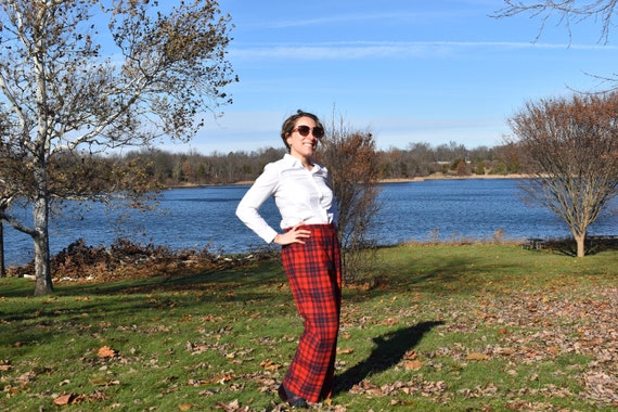 1970s vintage Pendleton Christmas plaid wool pant… - image 2