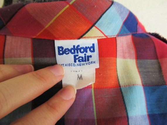 1970s colorful windowpane soft button up shirt wi… - image 5