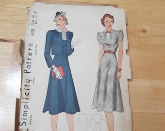 Simplicity 3103 jurk- en jasjepatroon uit de jaren 30, maat 16