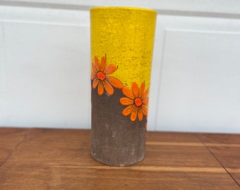 Vintage MCM Italian Rosenthal Heavy Ceramic Orange Flower Vase