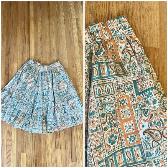 1970s vintage circle skirt with novelty print in … - image 7