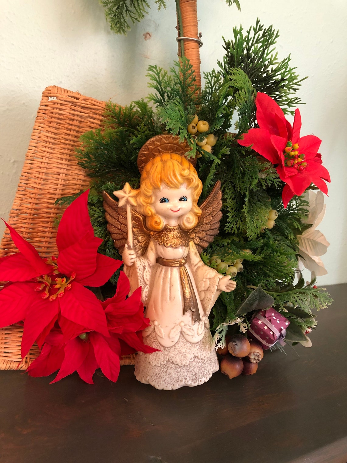 Vintage kitschige Weihnachten Engel Dekoration Wandbehang  Etsy