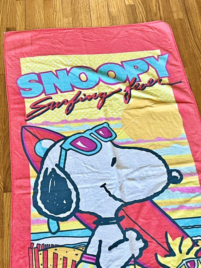 Vintage Snoopy Towel, Woodstock, Surfing Beach Towel Etsy