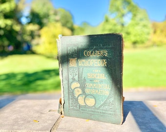 Vintage hardcover book, "Collier's Cyclopedia" 1882 FIRST PRINTING