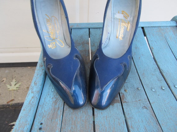 1970s rockabilly blue flame shoes, sz 8 AAA - image 2