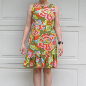 1960s Lily Pultizer-esque psychedelic women's shift dress, small, medium image 1