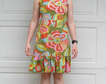 Vestido de mujer psicodélico estilo Lily Pulitzer de los años 60, talla pequeña, mediana