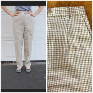 Vintage Pendleton soft wool calico houndstooth pants, sz 6 petite small