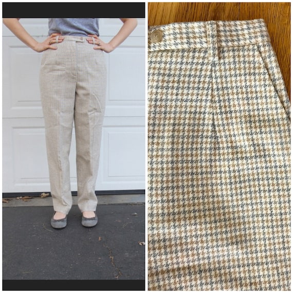 Vintage Pendleton soft wool calico houndstooth pa… - image 1