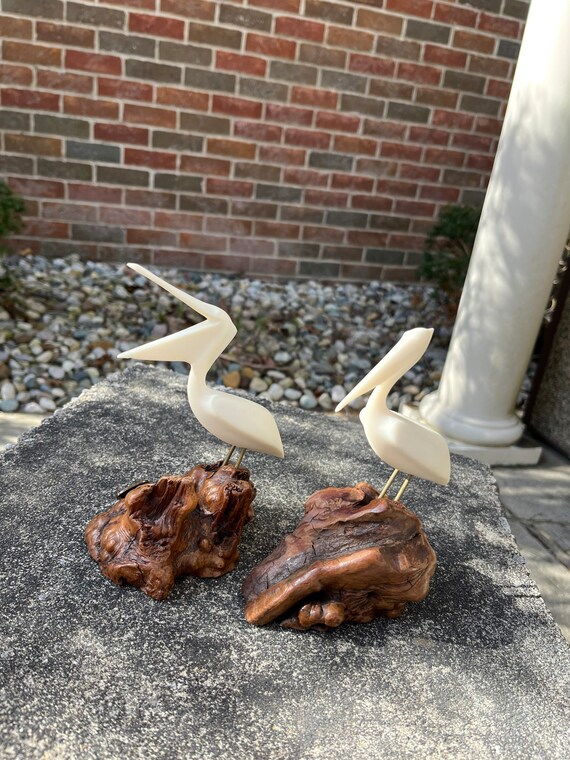 Vintage John Perry Pelican Figures on Wooden Bases, Set of 2 - Etsy