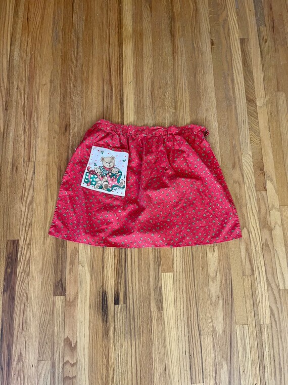 1980s Christmas apron half size apron with teddy b