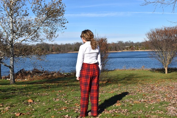 1970s vintage Pendleton Christmas plaid wool pant… - image 4