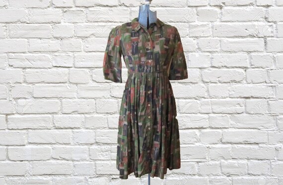 1950s Cos Cob Vintage Shirt Dress, Shirtwaist Dress, Full Skirt, Rust,  Olive Green, Academia Style, XS - Etsy