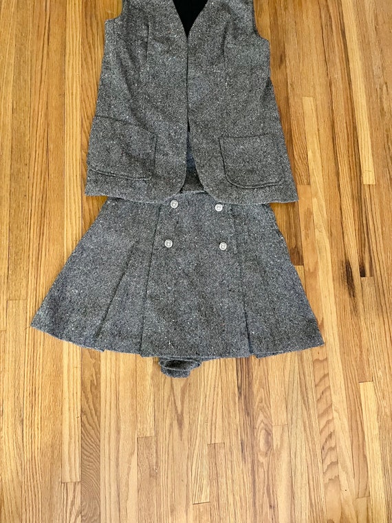 1960s vintage handmade flecked wool tweed vest an… - image 3
