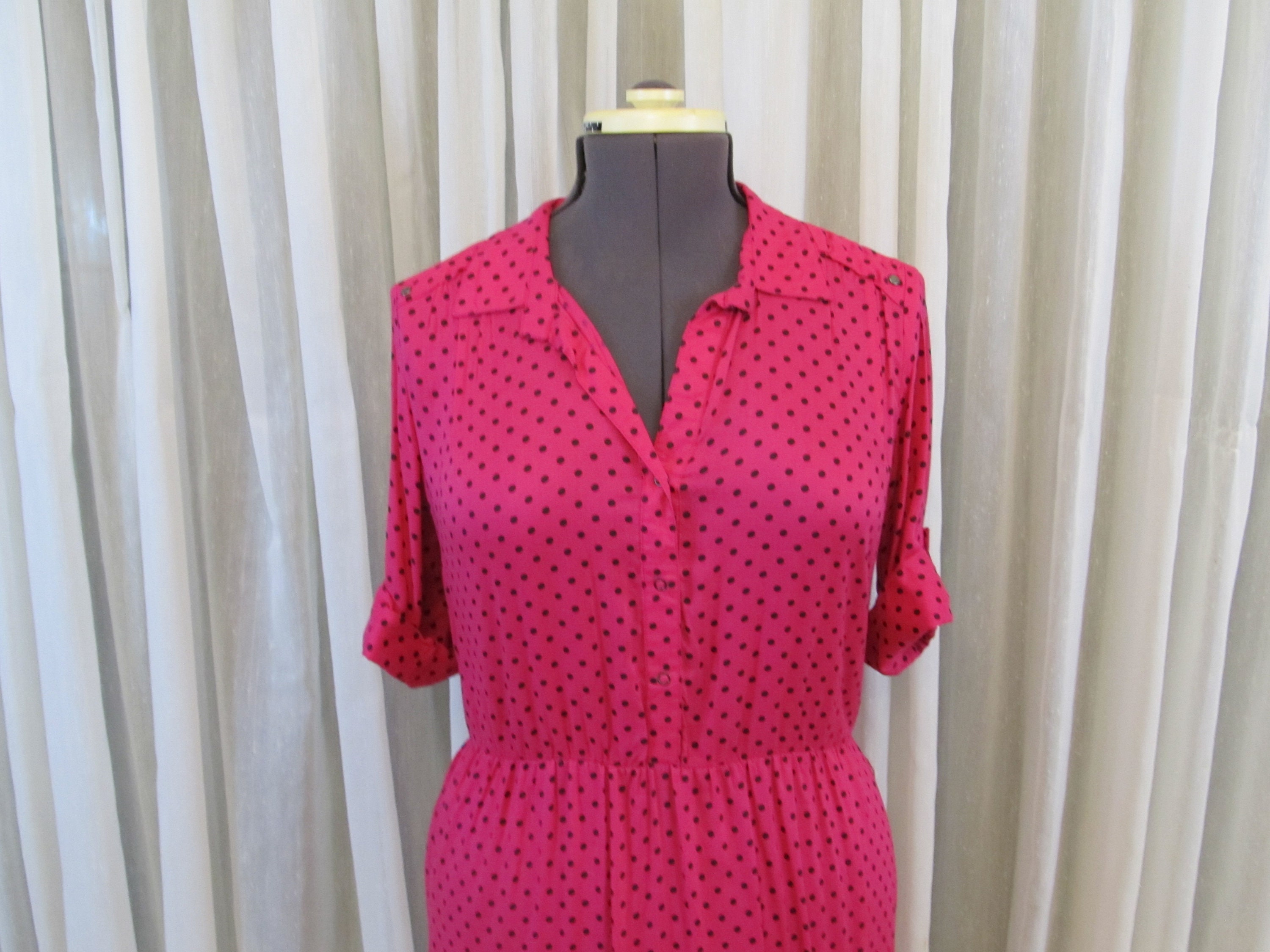 1980s Vintage Women's Dress Magenta Dress With Polka - Etsy