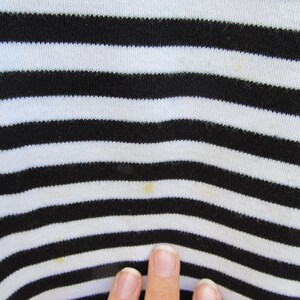 1990s vintage sleeveless polo shirt dress, black and white stripe with yellow collar, M image 6