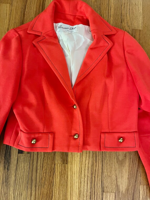 1980s/90s womens cropped red jacket with brass bu… - image 3