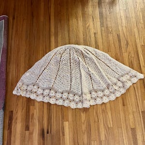 Vintage 1960s wool handmade delicate shawl with beaded flowers