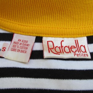 1990s vintage sleeveless polo shirt dress, black and white stripe with yellow collar, M image 7