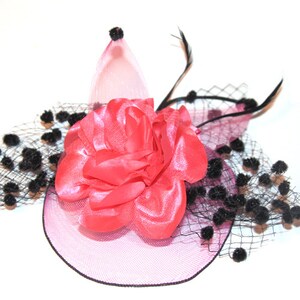 Hot Pink Fascinator attached with clip