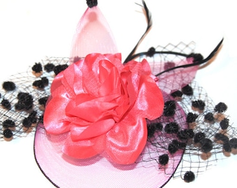 Hot Pink Fascinator attached with clip