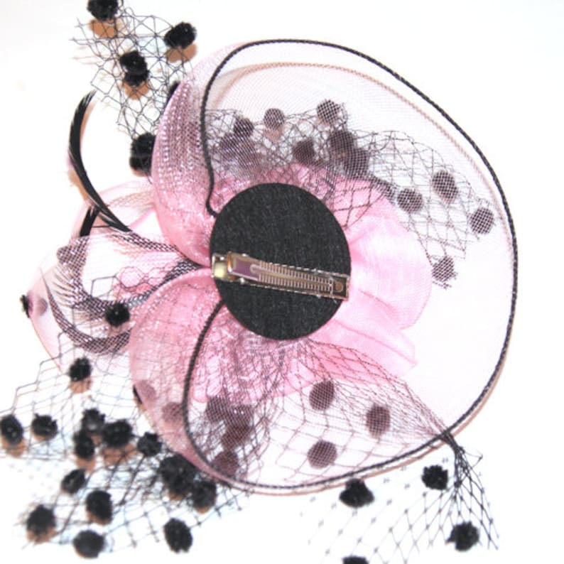 Pink Fascinator attached with clip image 2