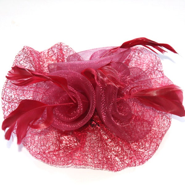 Burgundy Fascinator attached with clip